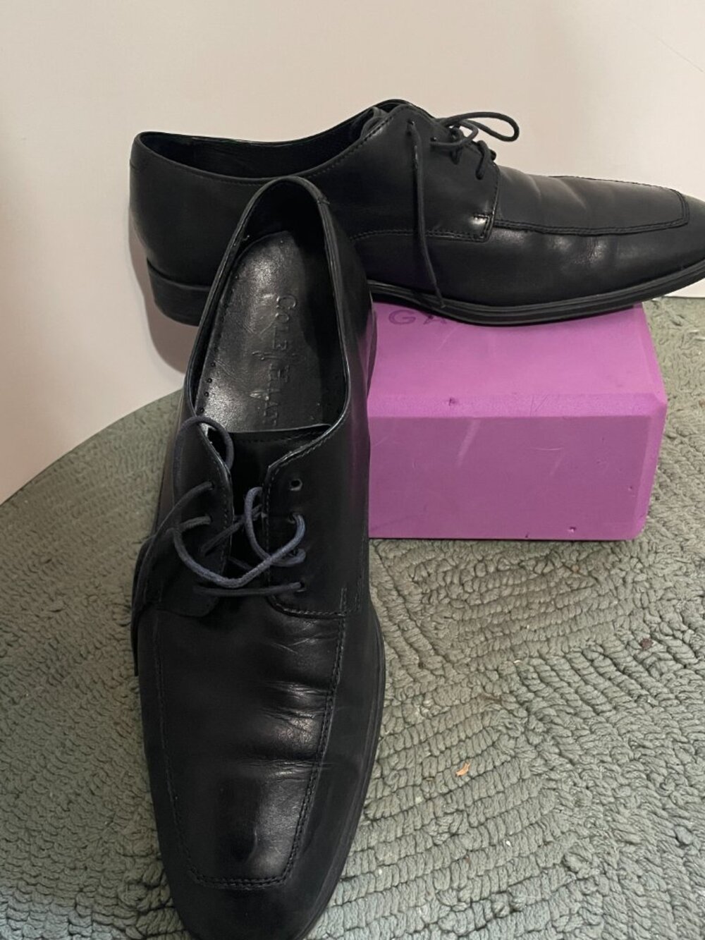Cole Haan Air Men Shoe Adams Size 9 M Apron Derby Black Oxford C09438 - Picture 2 of 11